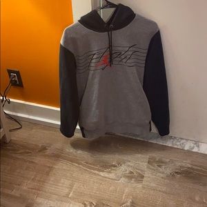 jordan flight hoodie/ black, red, and grey